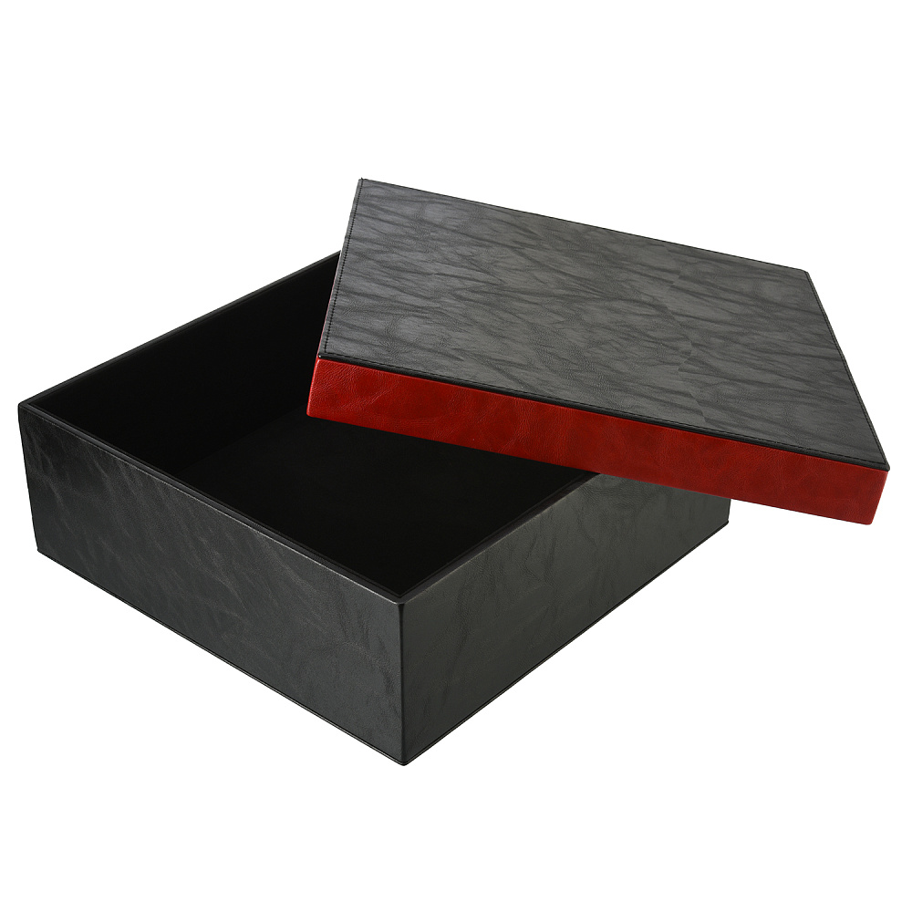 Подарочная упаковка из экокожи черно-красная 31,5х31,5х11,5 см - интернет магазин Русь Велика я фото 1