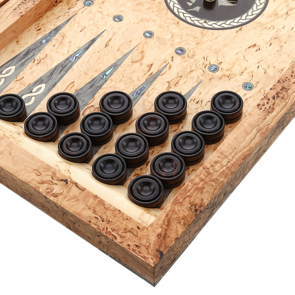 Нарды деревянные из карельской березы «Волк» - интернет магазин Русь Велика я фото 5