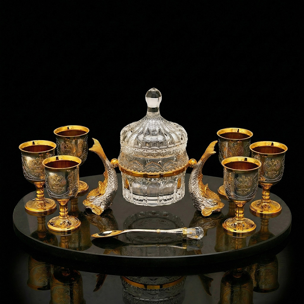 Икорница со стопками «Рыба-кит». Златоуст - интернет магазин Русь Велика я 