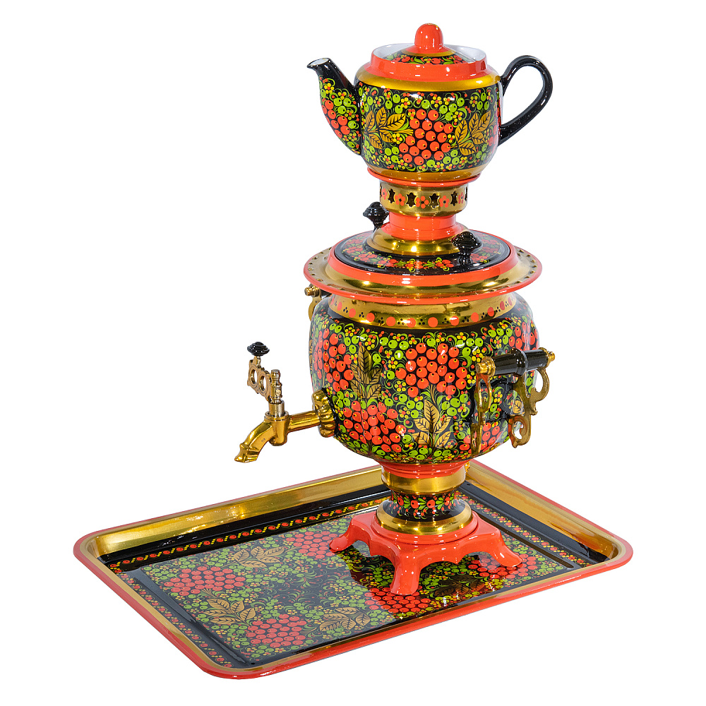 Самовар электрический 3 л «Рябина». Хохлома - интернет магазин Русь Велика я фото 1