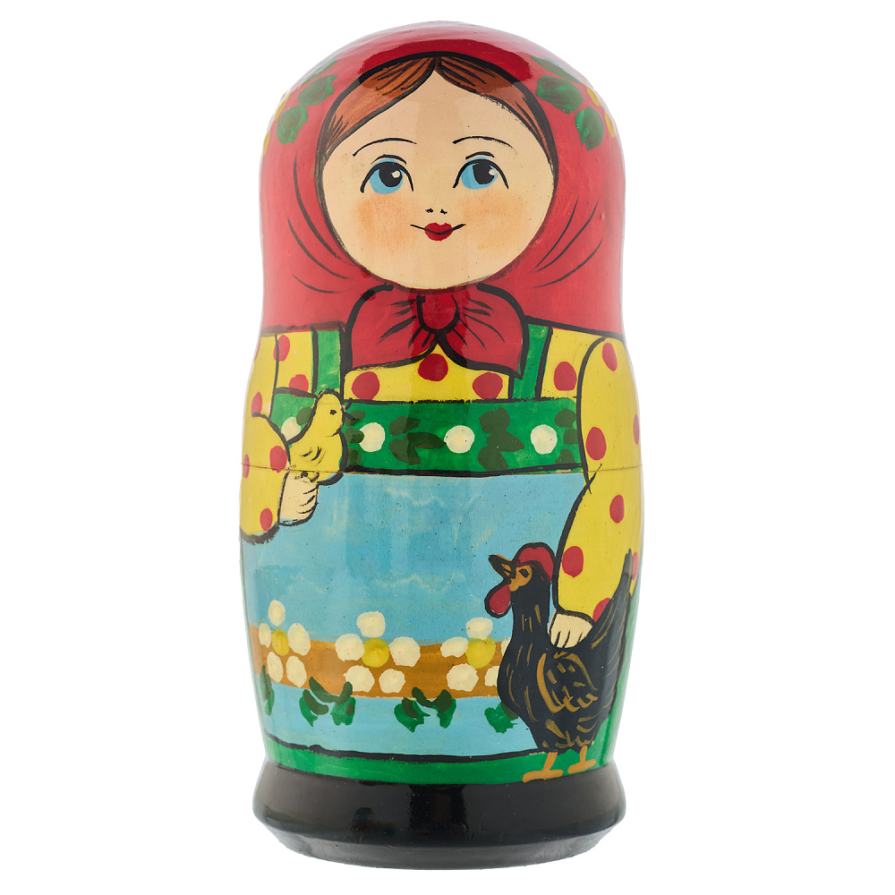 Матрешка «Традиционная с курицей» 5 мест - интернет магазин Русь Велика я фото 1