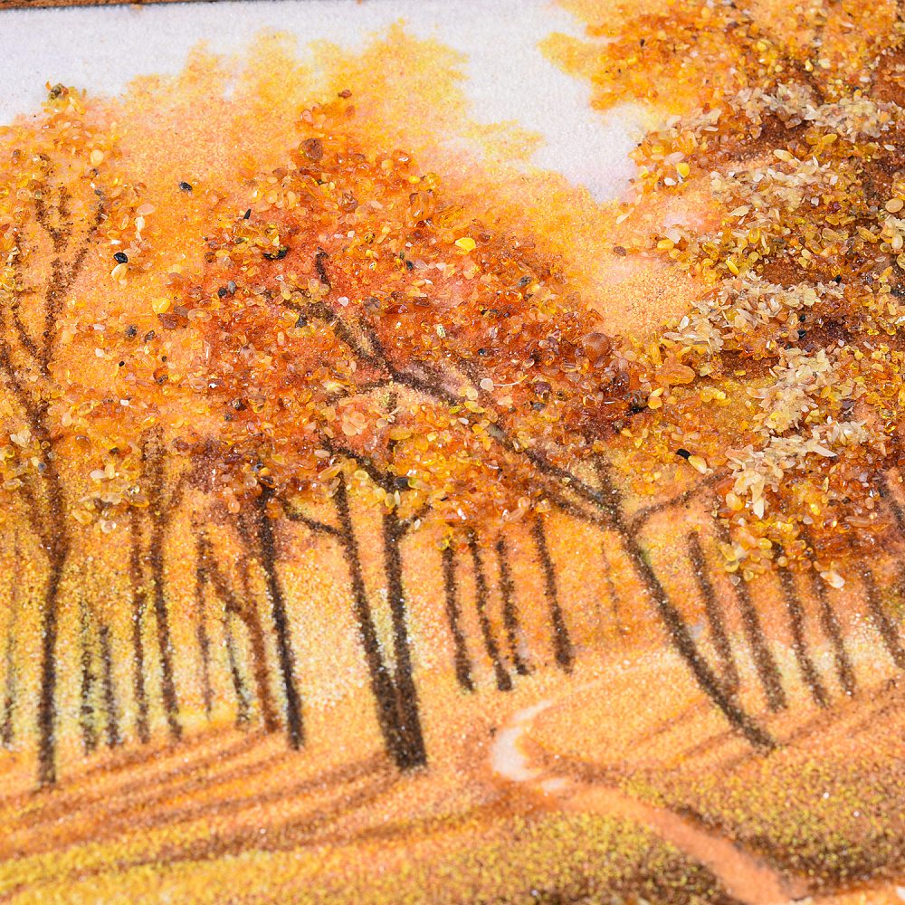 Картина янтарная «Пейзаж. Осенняя прогулка» 30х40 см - интернет магазин Русь Велика я фото 4