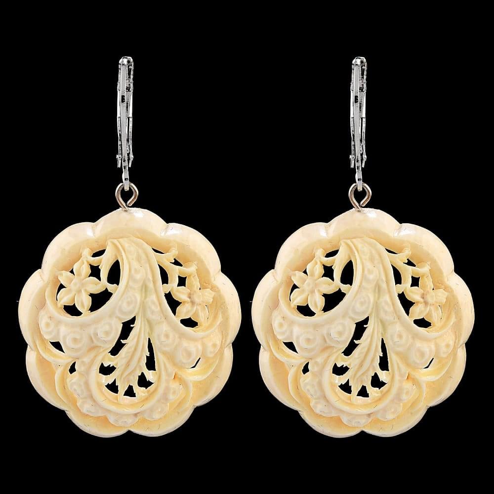 Серьги из бивня мамонта «Круглый ажур» - интернет магазин Русь Велика я 