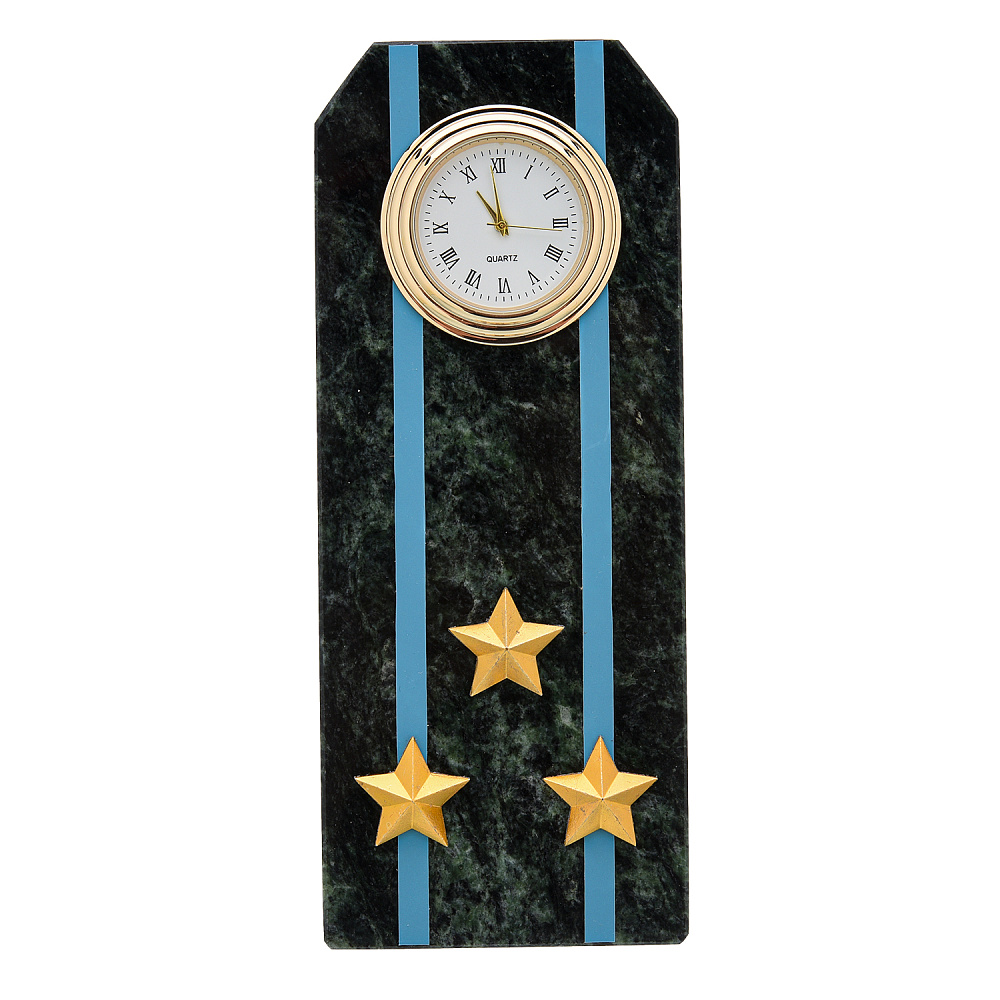 Настольные часы из камня «Погон. Полковник ВВС, ВДВ, ВКС» - интернет магазин Русь Велика я 