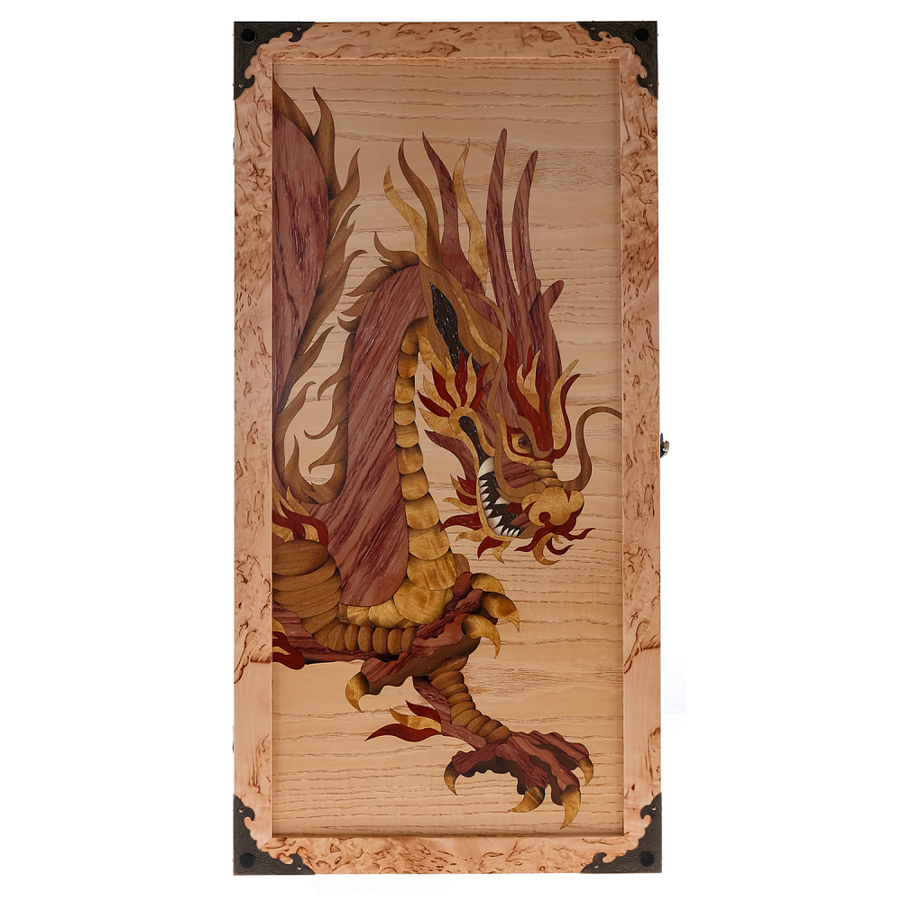 Нарды из карельской березы «Дракон» 60х30 см - интернет магазин Русь Велика я фото 1