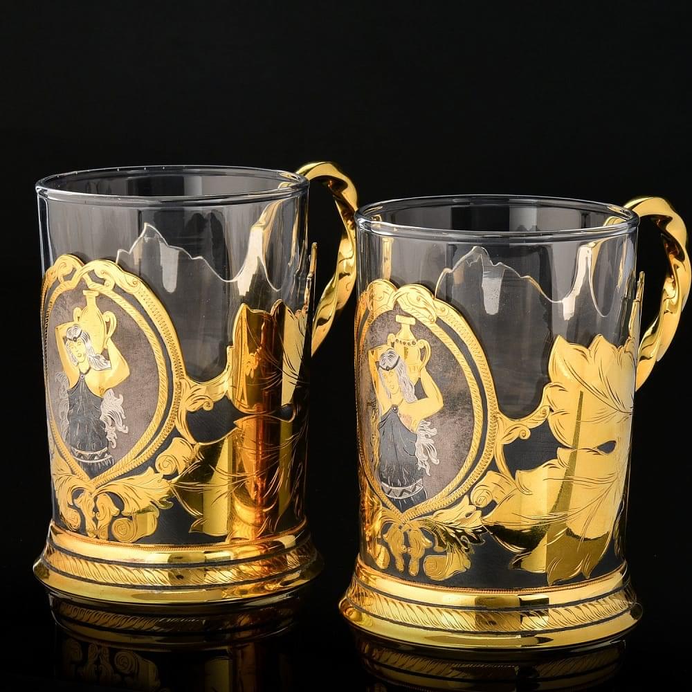 Набор подстаканников на 2 персоны. Златоуст - интернет магазин Русь Велика я 