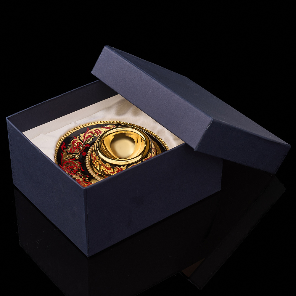 Подставка под яйцо с позолотой и эмалью. Златоуст - интернет магазин Русь Велика я фото 4