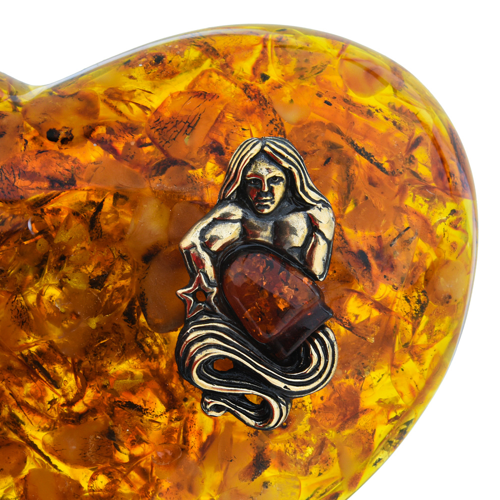 Шкатулка из янтаря «Сердце. Знак зодиака Водолей» - интернет магазин Русь Велика я фото 3