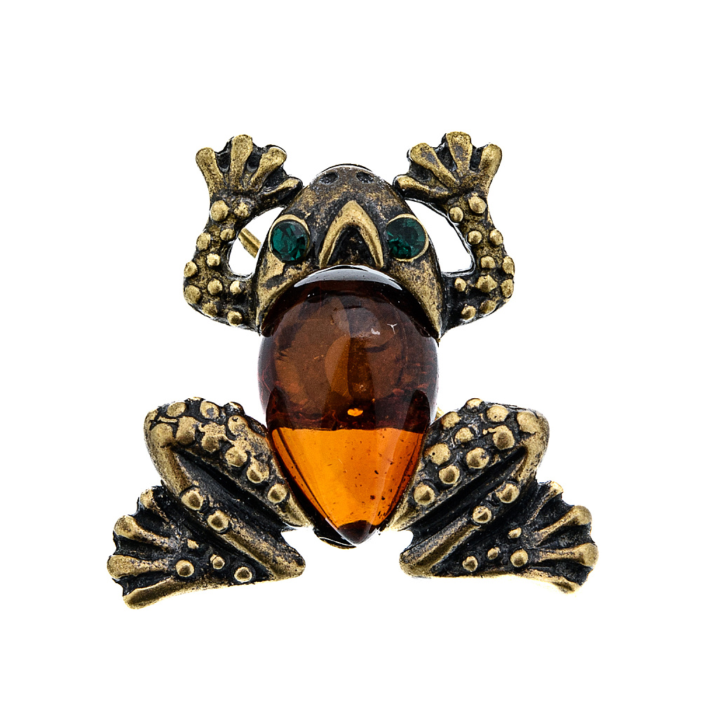 Брошь с янтарной вставкой «Лягушка» - интернет магазин Русь Велика я 