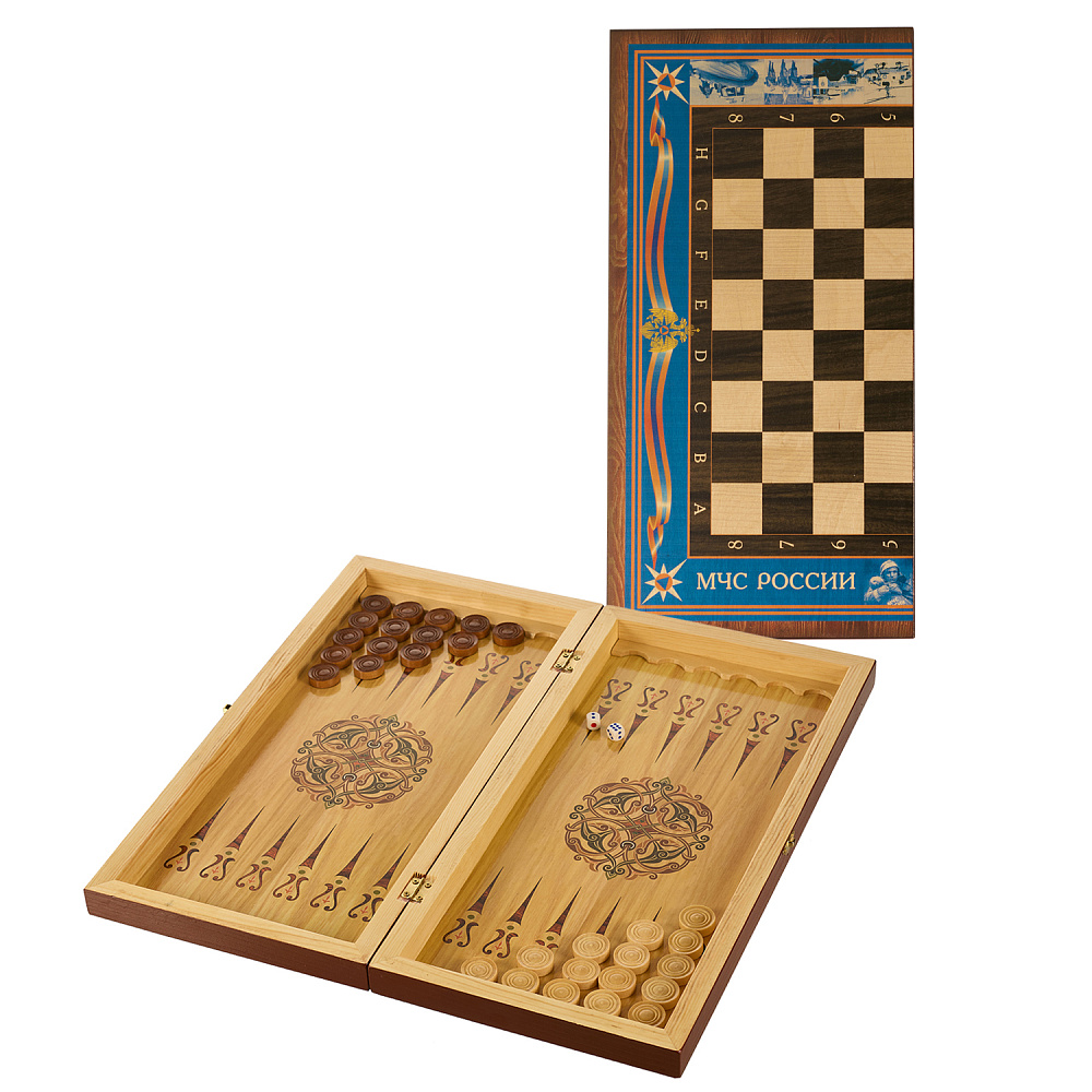 Нарды-шахматы деревянные «МЧС» 50х25 см - интернет магазин Русь Велика я 