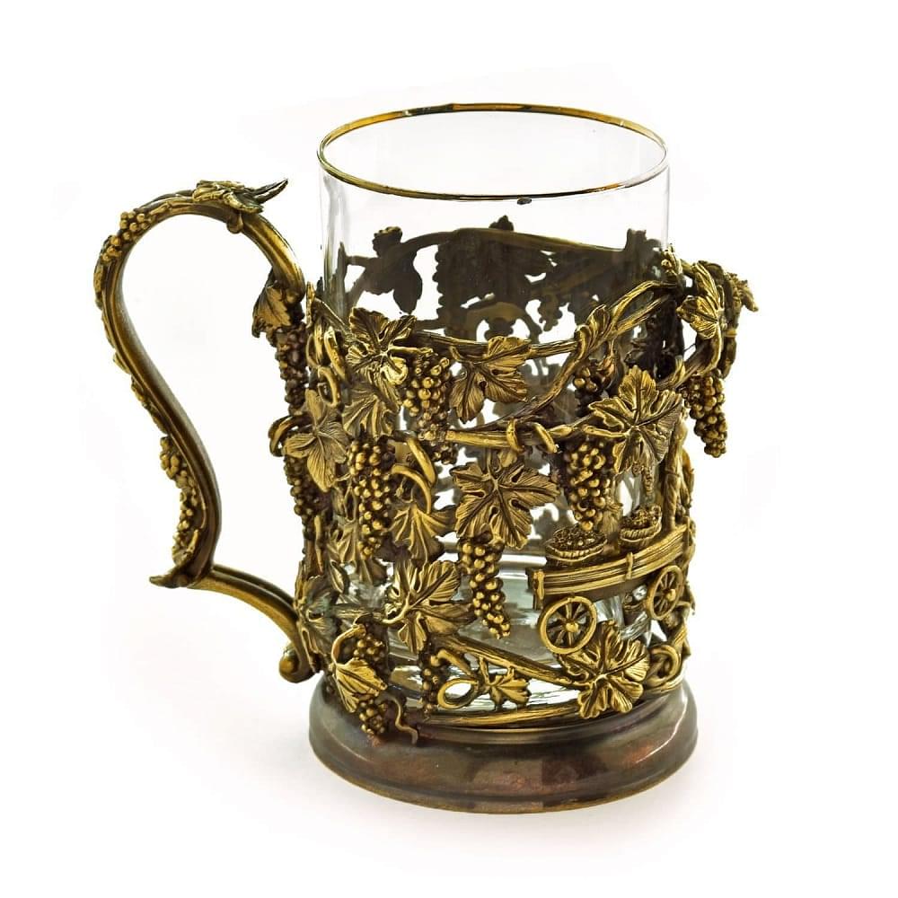 Подстаканник «Виноградная лоза». Латунь - интернет магазин Русь Велика я 