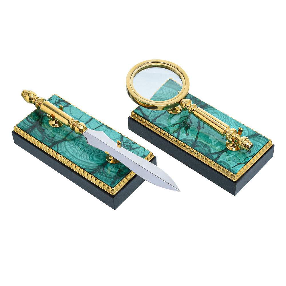 Настольный письменный набор из малахита с позолотой «Конь» - интернет магазин Русь Велика я фото 7