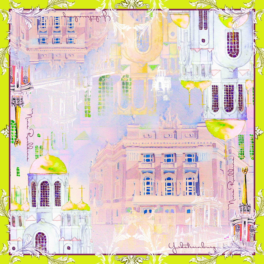 Платок шелковый «Я горожанка» 90х90 см - интернет магазин Русь Велика я 