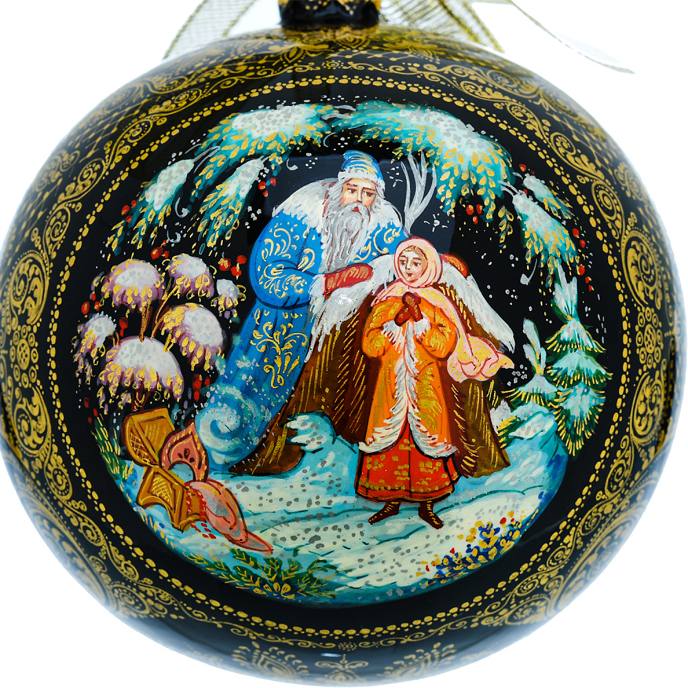 Новогодний елочный шар с росписью «Тройка» - интернет магазин Русь Велика я фото 3