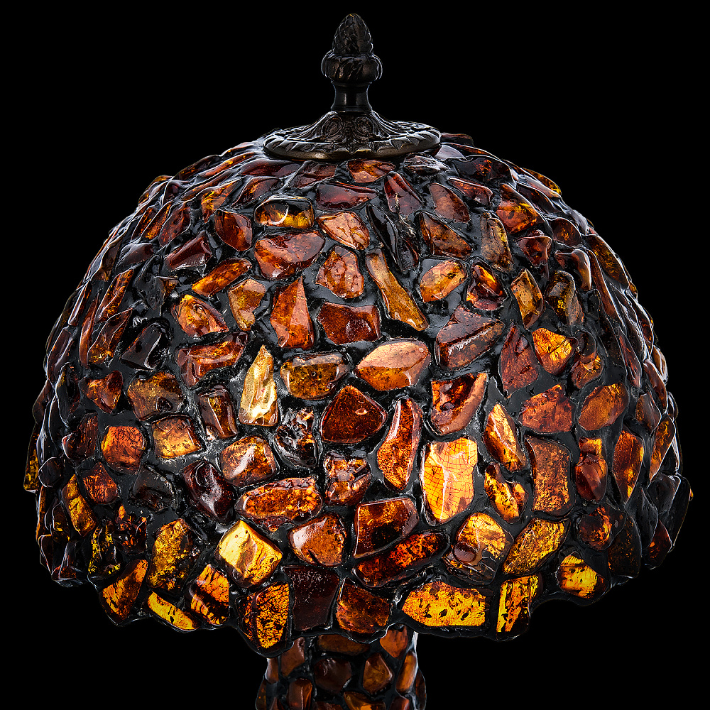 Настольная лампа из янтаря и бронзы. Высота 39 см - интернет магазин Русь Велика я фото 1