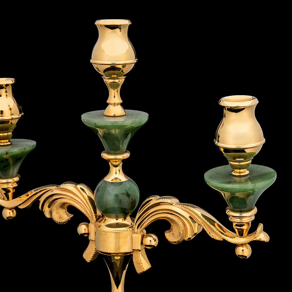 Подсвечник трехрожковый из нефрита. Златоуст - интернет магазин Русь Велика я фото 3