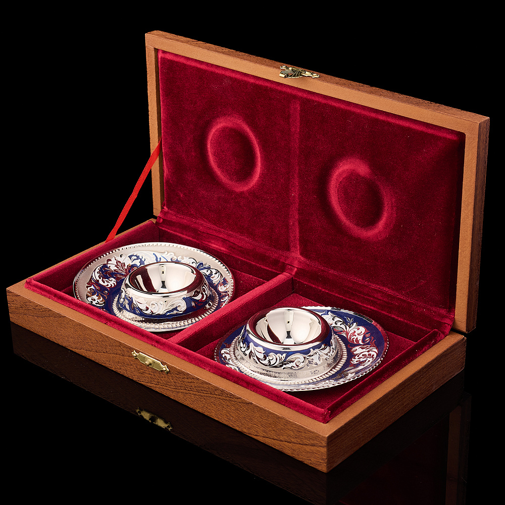 Набор подставок под яйцо с эмалью. Златоуст - интернет магазин Русь Велика я фото 6