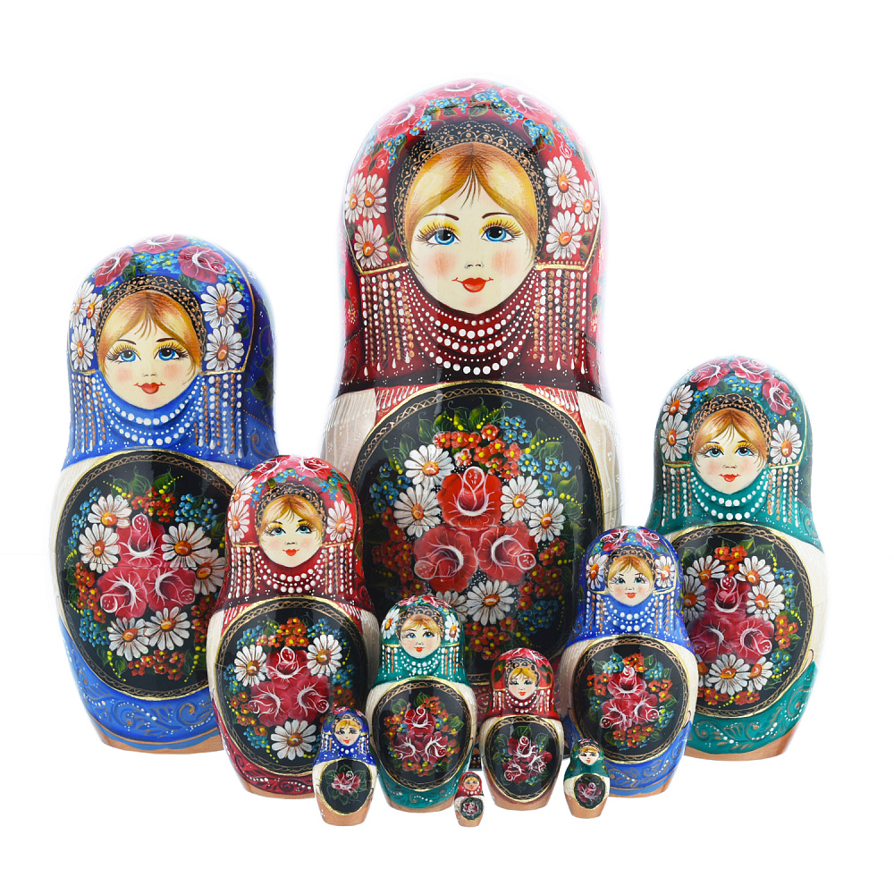 Матрешка «Цветы» 10 мест - интернет магазин Русь Велика я 