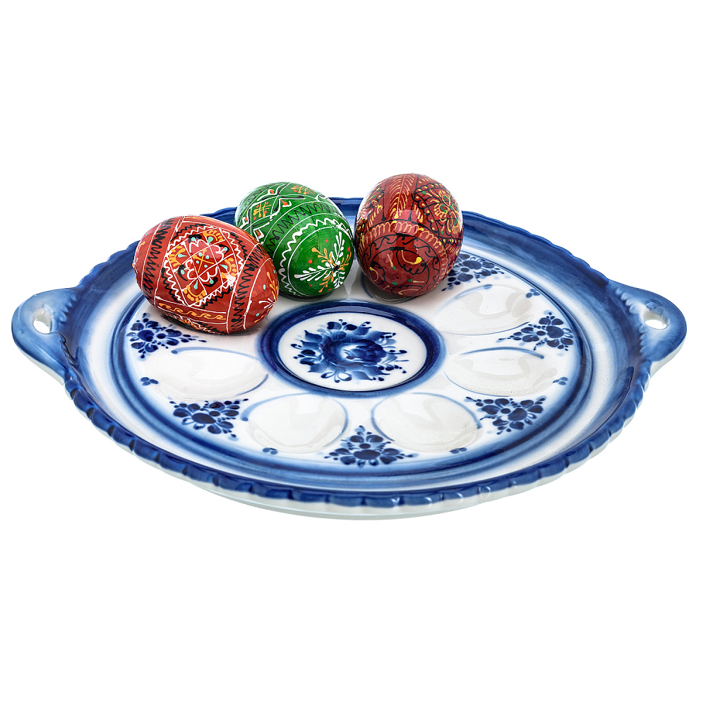 Пасхальница на 8 яиц. Гжель - интернет магазин Русь Велика я фото 1