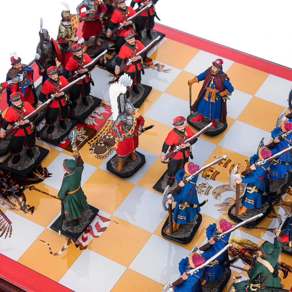 Шахматы с оловянными фигурами «Стрельцы» 32х32 см - интернет магазин Русь Велика я фото 4