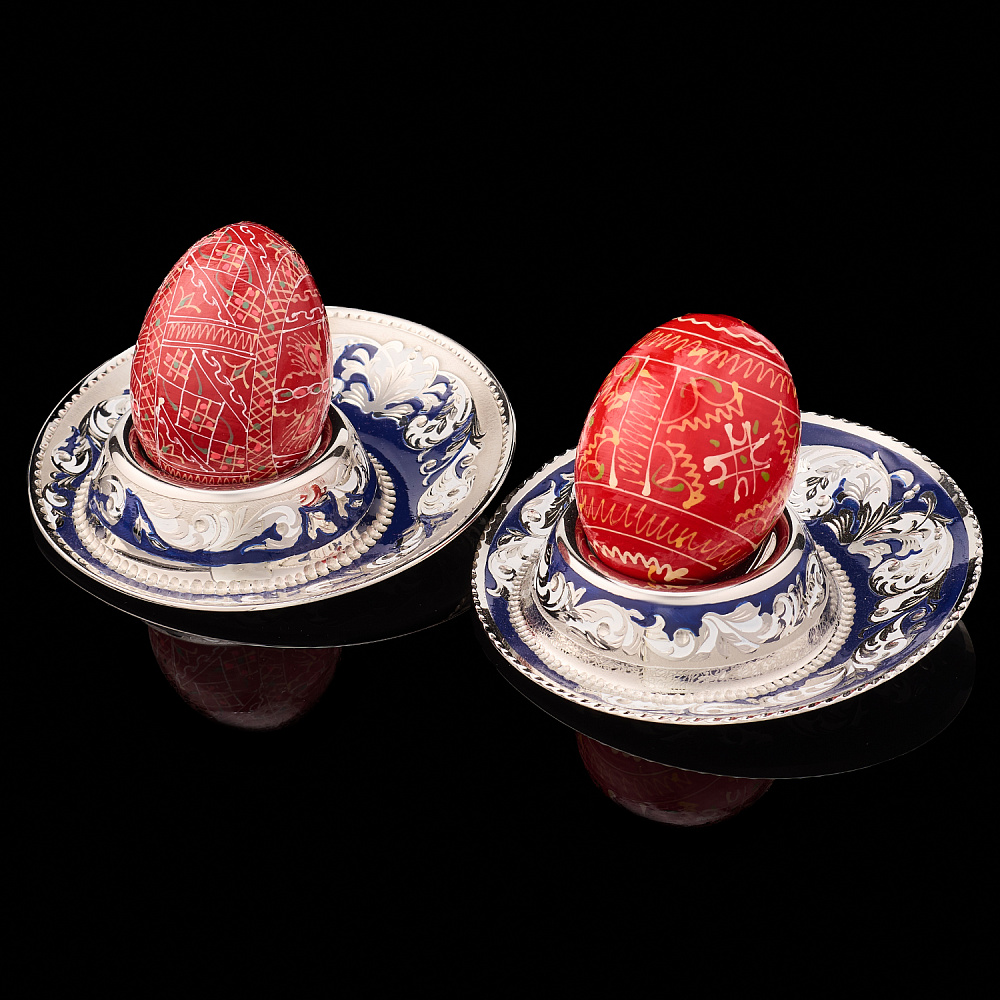 Набор подставок под яйцо с эмалью. Златоуст - интернет магазин Русь Велика я фото 5