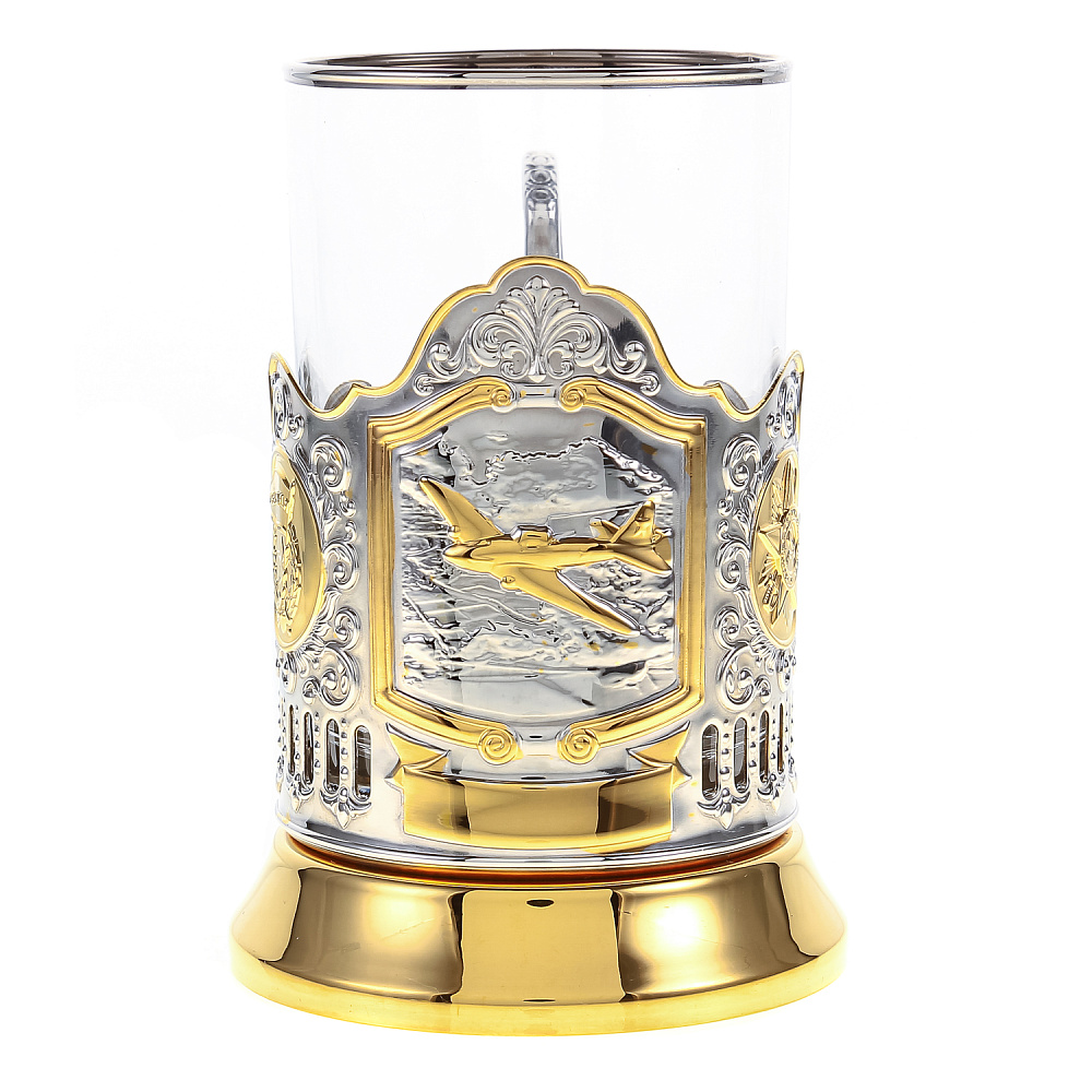 Подстаканник с серебрением и золочением «Победа. Самолет» - интернет магазин Русь Велика я 