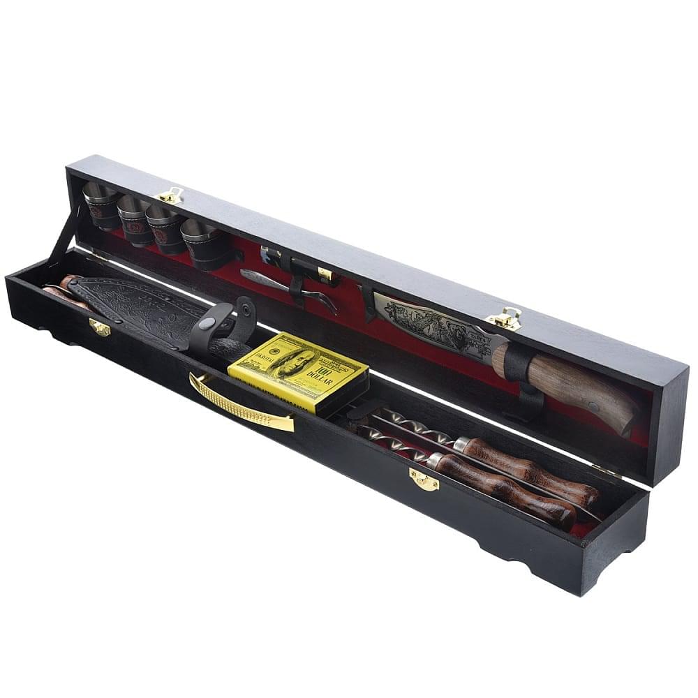 Шашлычный набор в кожаном футляре - интернет магазин Русь Велика я 