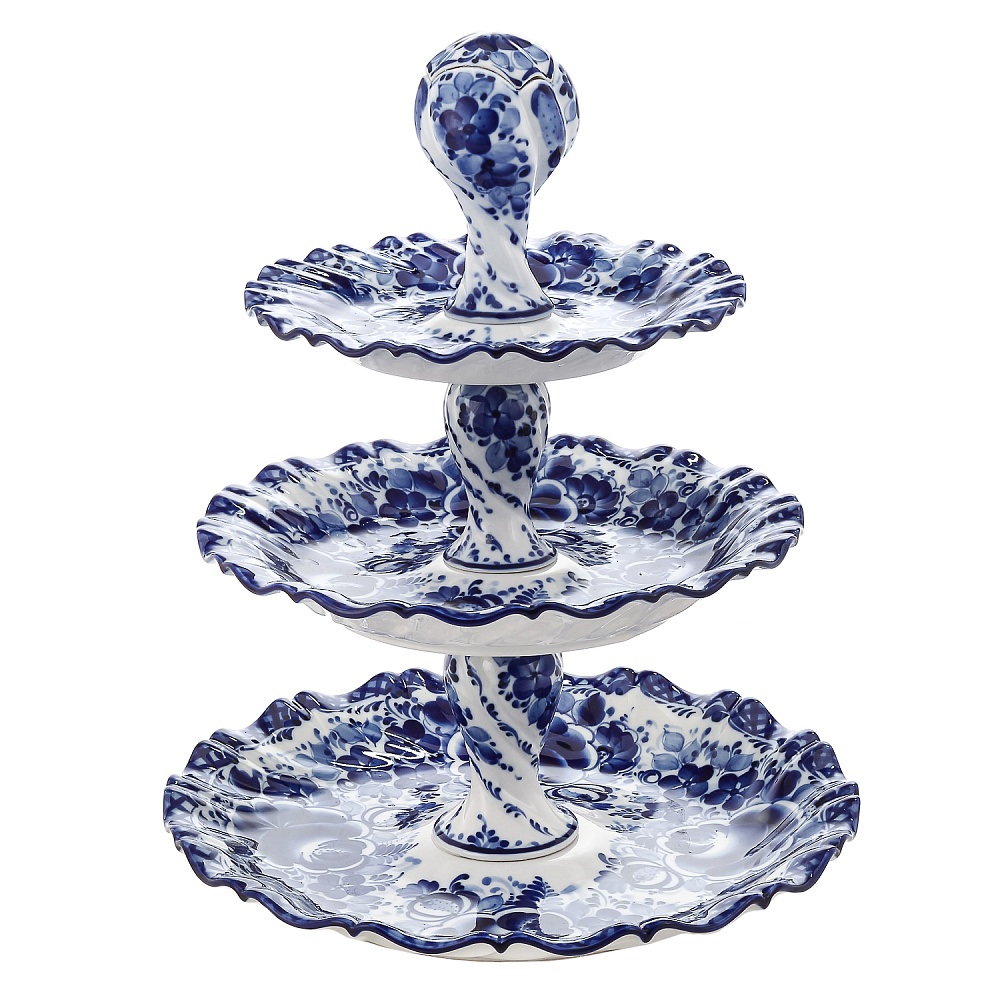 Фруктовница «Гиридон». Гжель - интернет магазин Русь Велика я 