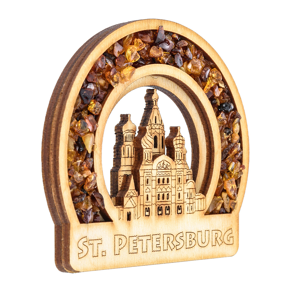 Магнит с янтарной крошкой «Спас на Крови» - интернет магазин Русь Велика я фото 1