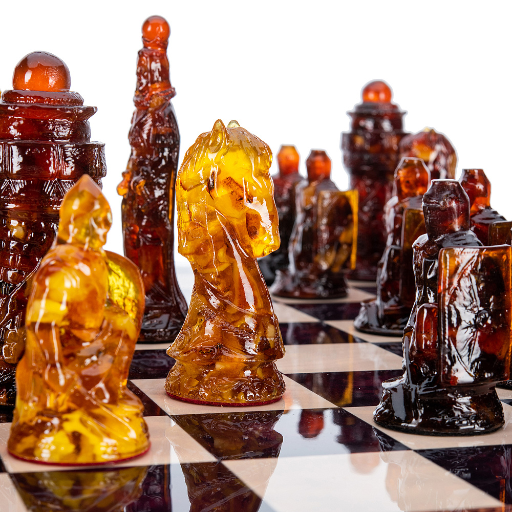 Шахматы с янтарными фигурами «Ледовое побоище» 48х48 см - интернет магазин Русь Велика я фото 5