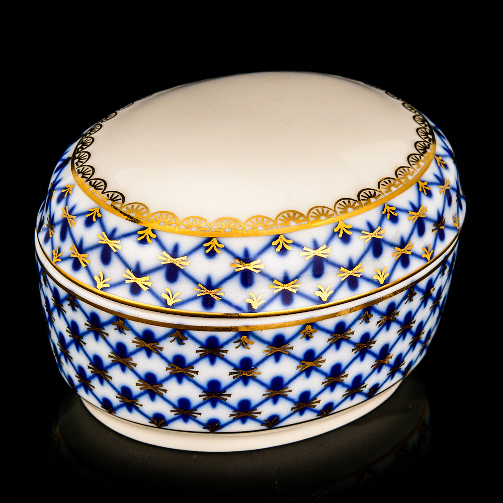 Шкатулка овальная «Кобальтовая сетка» ИФЗ - интернет магазин Русь Велика я фото 2