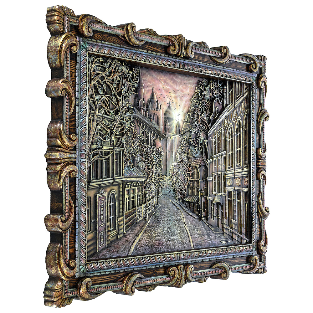 Панно деревянное «Город» 68х52 см - интернет магазин Русь Велика я фото 1