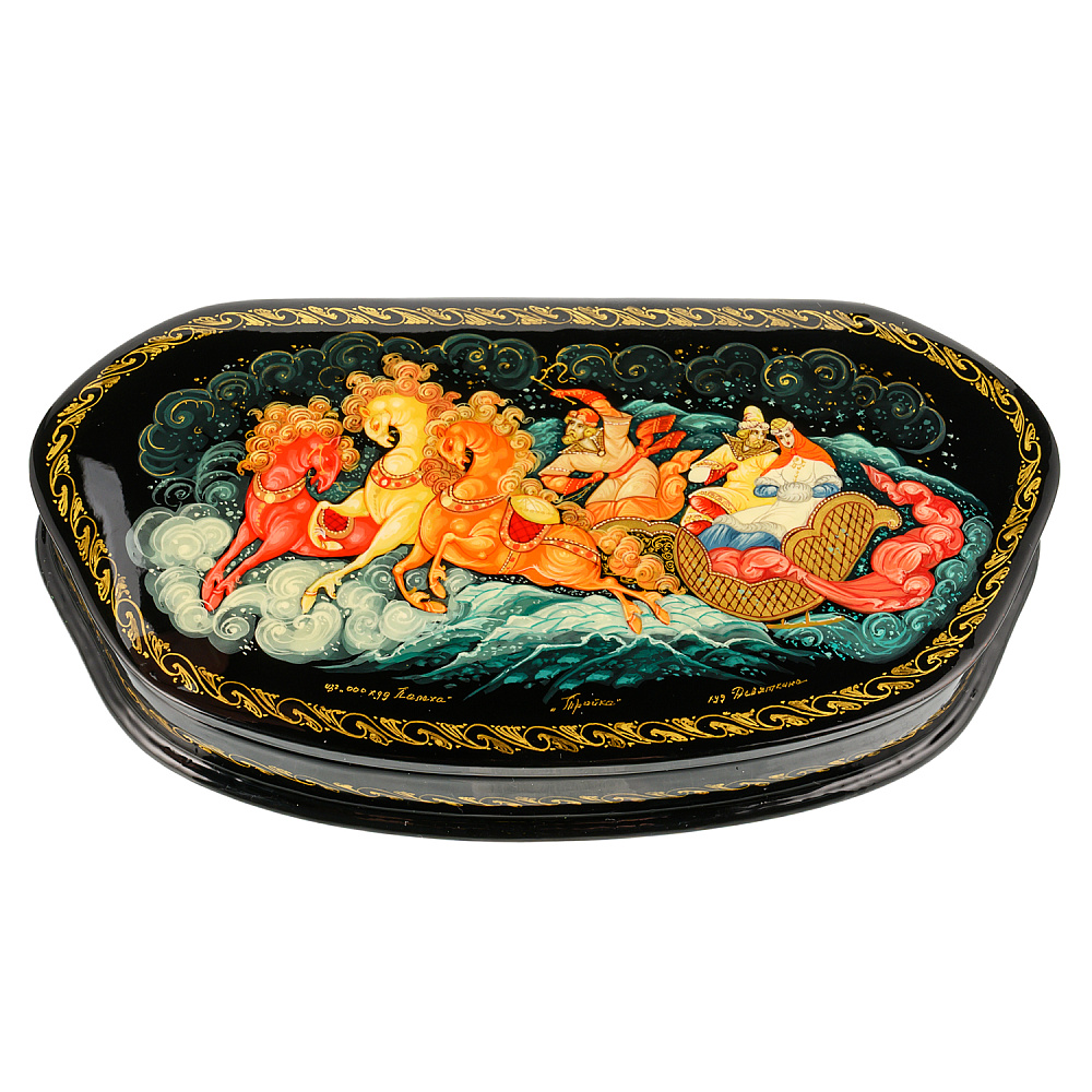 Шкатулка с художественной росписью «Тройка» - интернет магазин Русь Велика я 