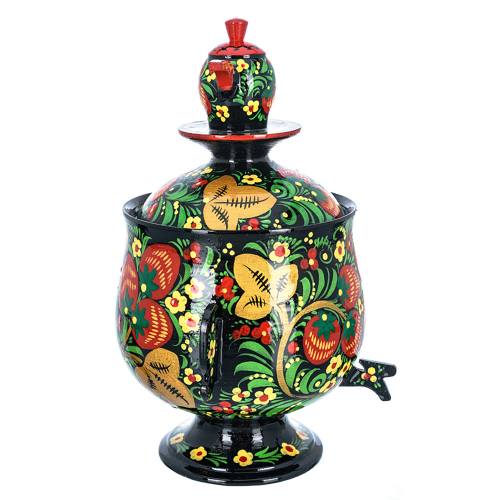 Сувенирный самовар-шкатулка «Клубника». Хохлома - интернет магазин Русь Велика я фото 2