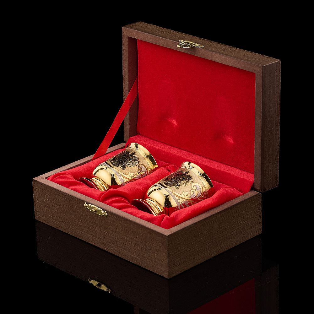 Набор из 2-х стопок с позолотой «Герб РФ». Златоуст - интернет магазин Русь Велика я фото 2