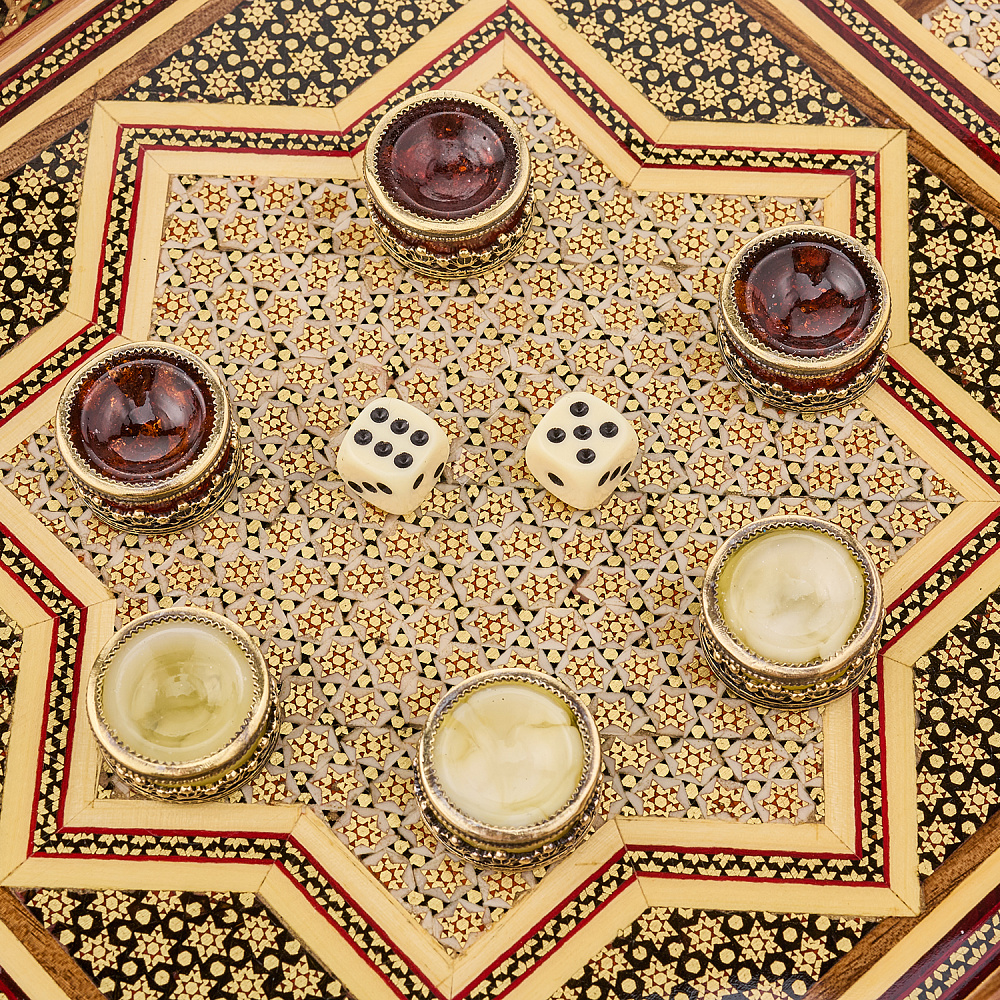 Нарды-шашки с янтарными фишками «Персидские» 49х25 см - интернет магазин Русь Велика я фото 6