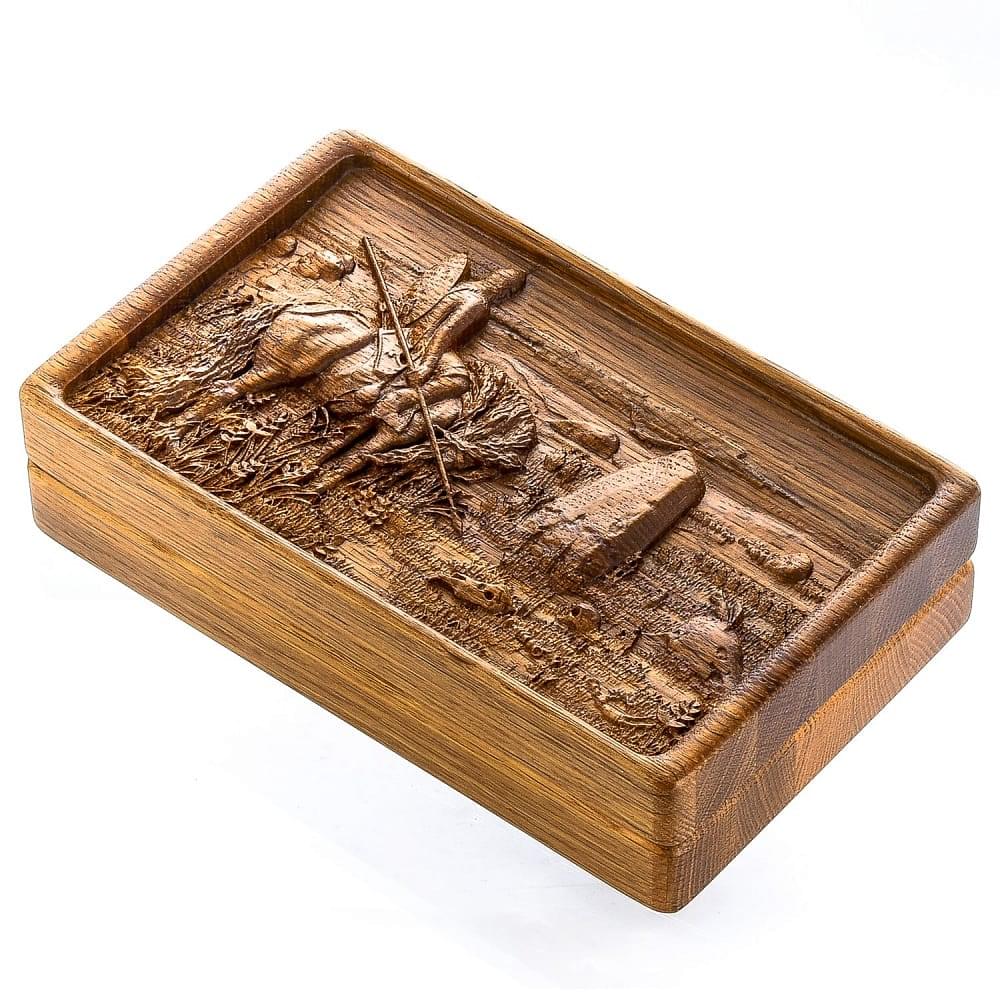 0051032/Домино D6 в резной дубовой шкатулке «Витязь на распутье» RTD-307.M - интернет магазин Русь Велика я 