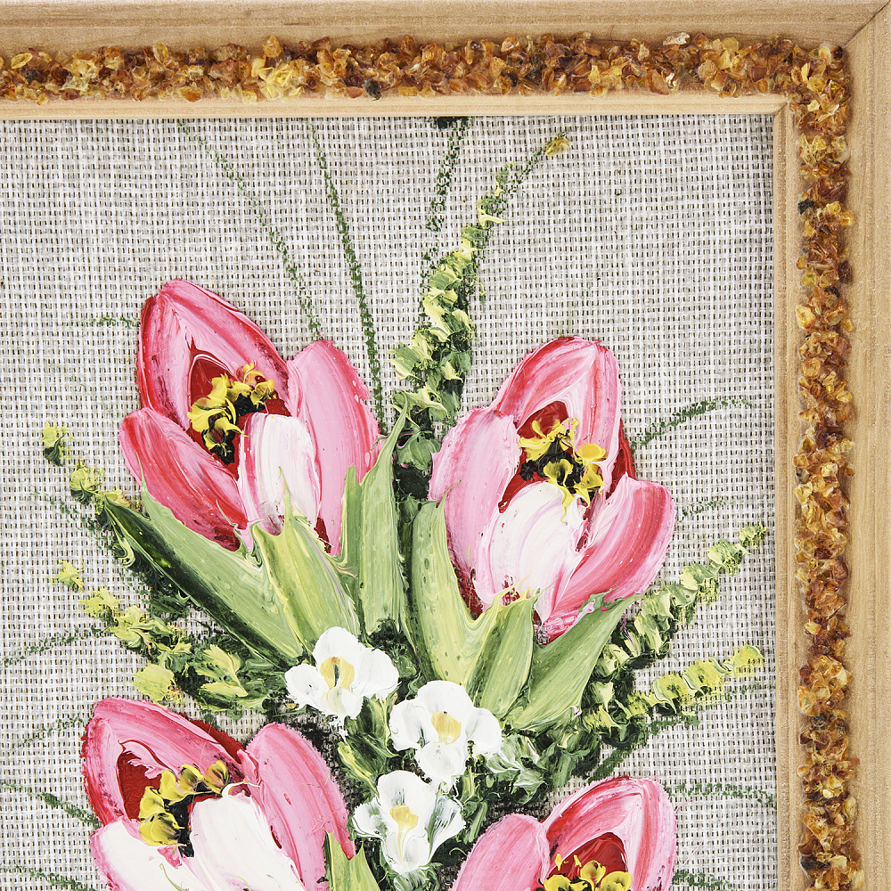 Панно в янтарной раме «Букет цветов» 27х18 см - интернет магазин Русь Велика я фото 2