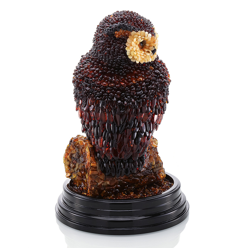 Скульптура из янтаря «Сова на пеньке» - интернет магазин Русь Велика я фото 4