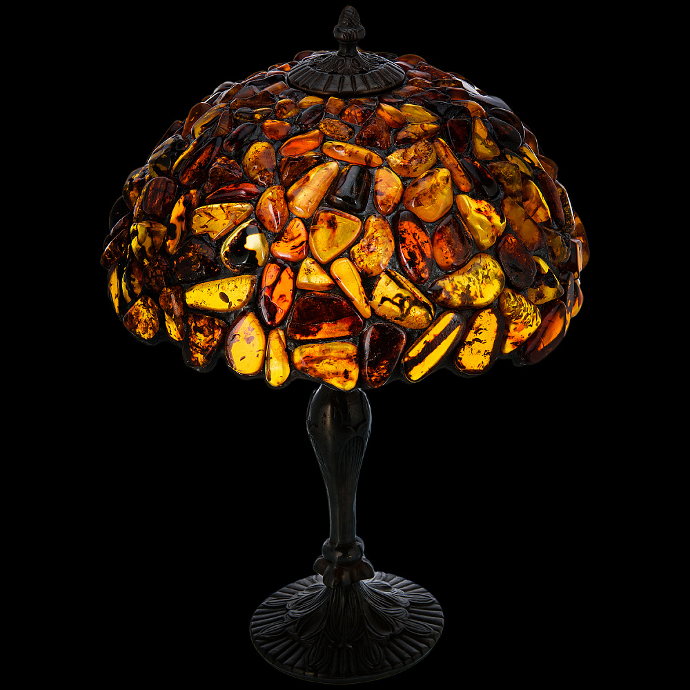 Настольная лампа из янтаря и бронзы. Высота 50 см - интернет магазин Русь Велика я фото 2