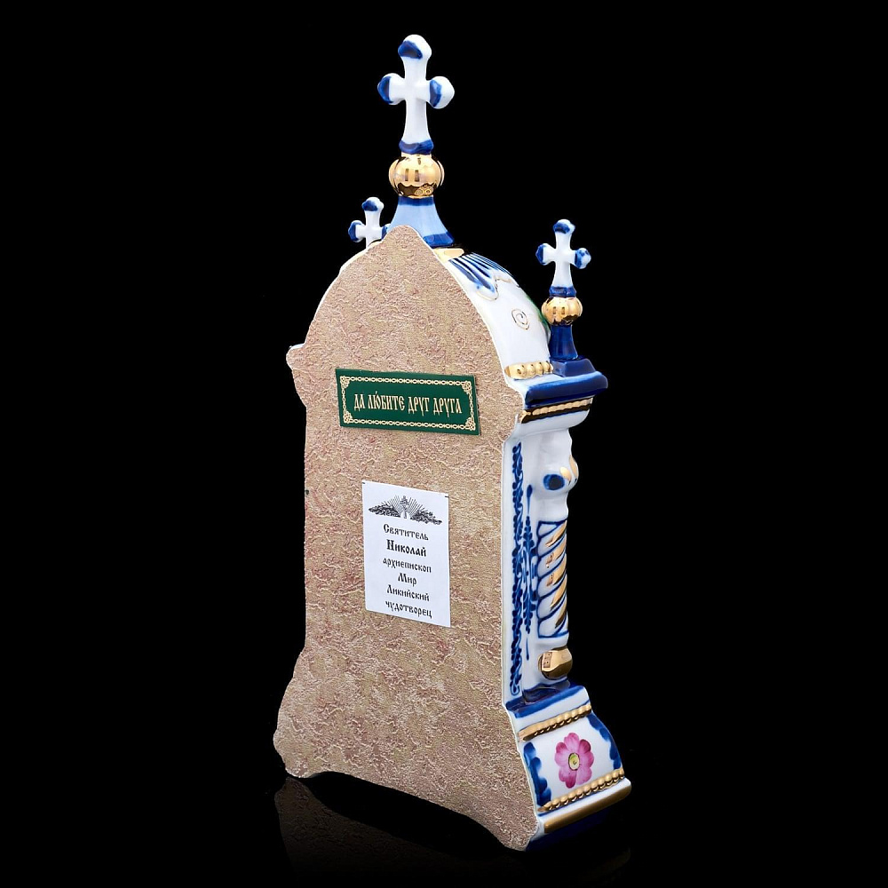 Киот настольный «Николай Чудотворец» Гжель - интернет магазин Русь Велика я фото 3