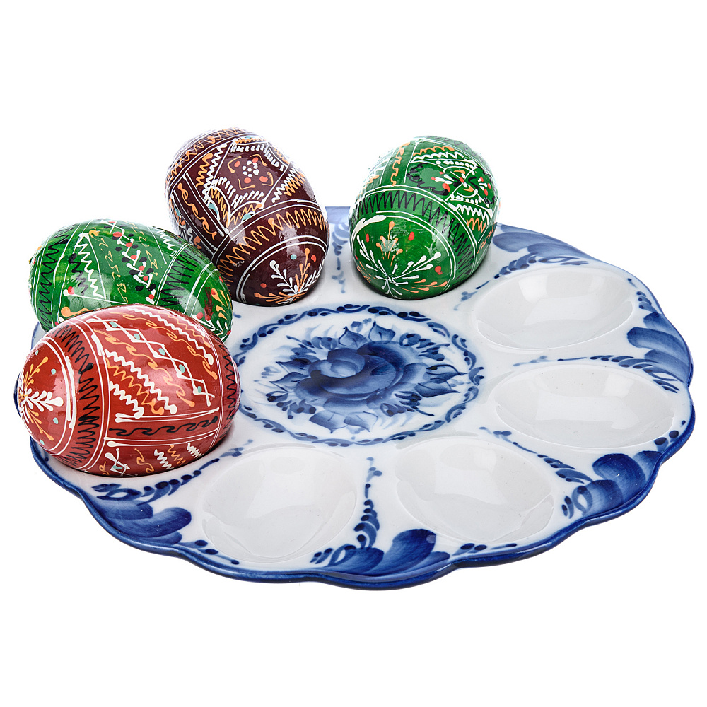 Пасхальница на 8 яиц. Гжель - интернет магазин Русь Велика я фото 2