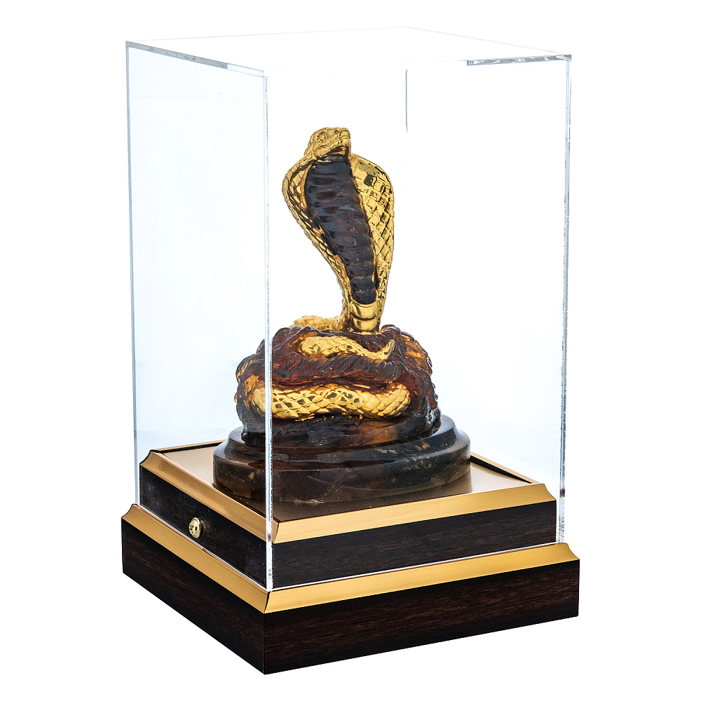 Змея Символ 2025 года. Скульптура из янтаря «Королевская кобра» - интернет магазин Русь Велика я фото 1