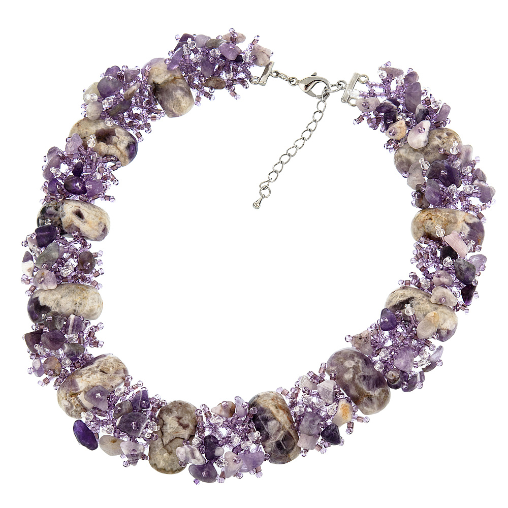 Колье и браслет из бисера и аметиста «Кактус» - интернет магазин Русь Велика я фото 1