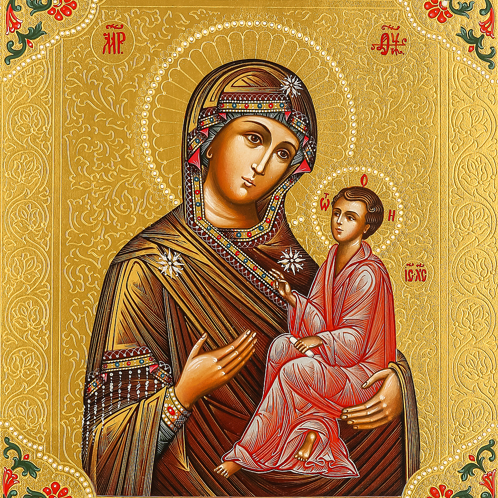 Икона на сусальном золоте «Божья Матерь Тихвинская» 20 х 24 см - интернет магазин Русь Велика я фото 2