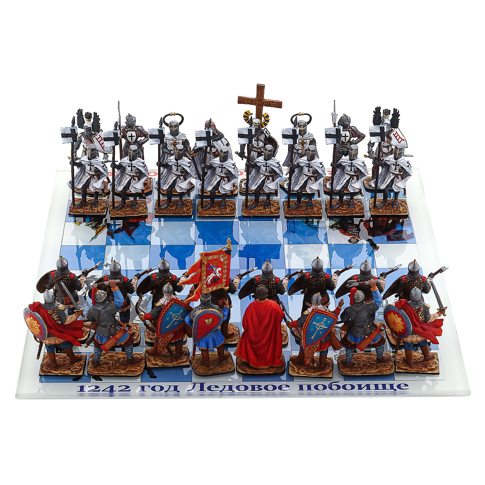 Шахматы со стеклянным полем и оловянными фигурами «Ледовое побоище» 34х34 см - интернет магазин Русь Велика я фото 10