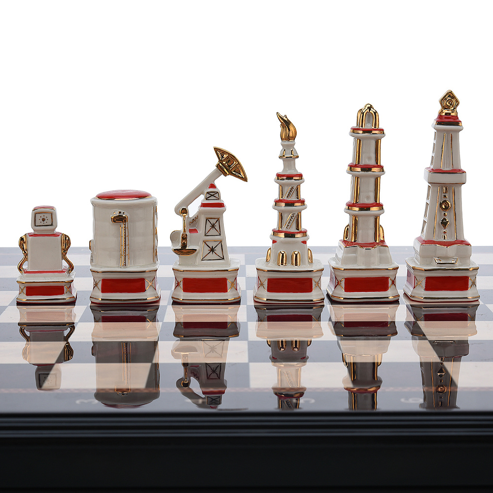 Шахматы с фигурами из фарфора «Нефть» 48х48 см - интернет магазин Русь Велика я фото 3