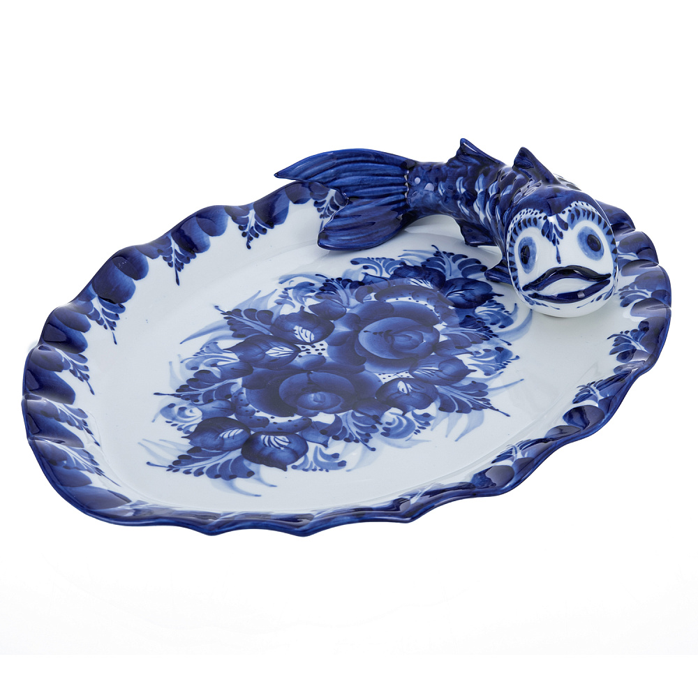 Блюдо «Рыба». Гжель - интернет магазин Русь Велика я фото 1