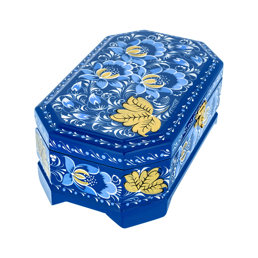 Шкатулка с росписью «Цветы. Морозный день». Хохлома - интернет магазин Русь Велика я фото 1