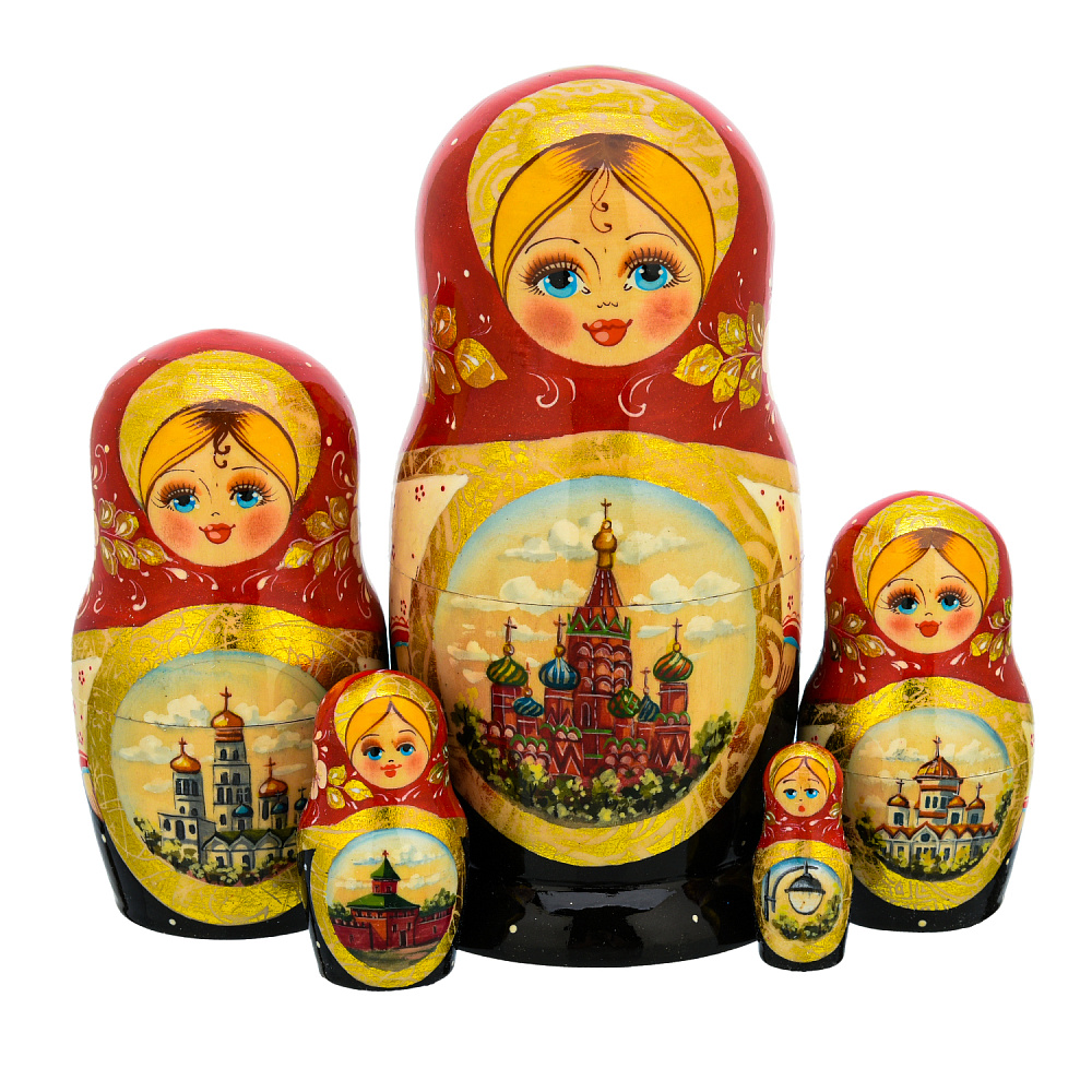 Матрешка «Храм Василия Блаженного» 5 мест - интернет магазин Русь Велика я 